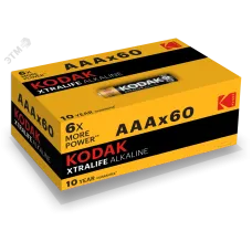 Батарейки Kodak LR03-60 (4S) colour box XTRALIFE Alkaline [K3A-60] (60/1200/38400)