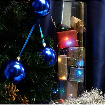 Гирлянда 20 LED мульти, батарейки 2xАА, IP 20, шнур 0,5м ,CL570