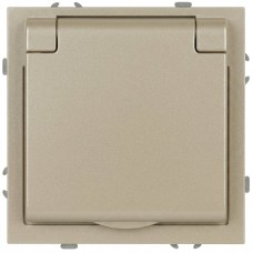 Розетка скрытого монтажа в рамку c заземлением 2P+E Schuko со шторками с крышкой 16А-250В IP20 шампань 15-2103-04 Galaxy