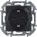 Розетка 1-местная с заземлением с защитными шторками 16А с USB C 5В безвинтовое крепление антрацит INSPIRIA Розетка 1-местная с заземлением с защитными шторками 16А с USB C 5В безвинтовое крепление антрацит INSPIRIA