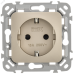 FLITE Розетка с заземлением с защитными шторками безвинтовое крепление 16А РСш11-1-ФлШ шампань IEK