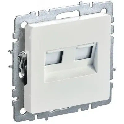 BRITE Розетка компьютерная двойная RJ45 кат.6 РК11-2-БрЖ жемчуг IEK