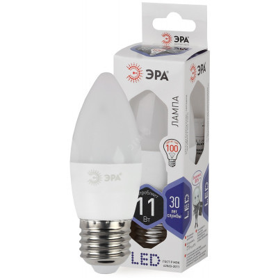 Лампочка светодиодная ЭРА STD LED B35-11W-860-E27 E27 / Е27 11Вт свеча холодный дневной свет
