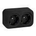 Розетка 2-местная для открытой установки с заземлением с защитными шторками с предварительным подключением 16А черный матовый QUTEO