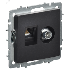 BRITE Розетка двойная TV+RJ45 кат.5E РТВ/РК12-БрЧ черный