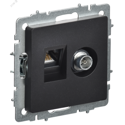 BRITE Розетка двойная TV+RJ45 кат.5E РТВ/РК12-БрЧ черный