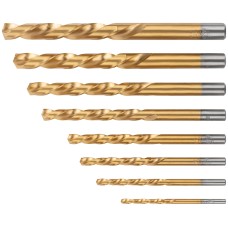 Набор сверл по металлу HSS шлифованные, титановое покрытие, угол заточки 135град, пласт. кейс, 8 шт. (3-4-5-6-7-8-9-10 мм)