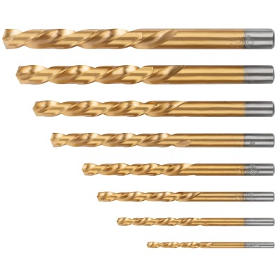 Набор сверл по металлу HSS шлифованные, титановое покрытие, угол заточки 135град, пласт. кейс, 8 шт. (3-4-5-6-7-8-9-10 мм)