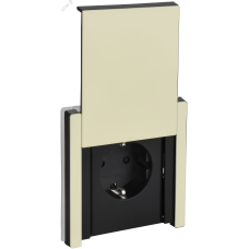 FORTE&PIANO Розетка 1-местная с заземлением с защитными шторками и крышкой безвинтовое крепление 16А IP44 FP819M металл слоновая кость IEK