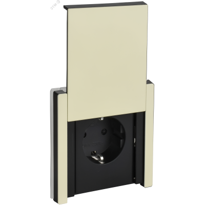 FORTE&PIANO Розетка 1-местная с заземлением с защитными шторками и крышкой безвинтовое крепление 16А IP44 FP819M металл слоновая кость IEK