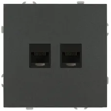 Розетка скрытого монтажа в рамку информационная двойная 2XRJ45 IP20 графит 15-3108-06 Galaxy