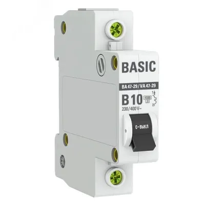 Выключатель автоматический 1P 10А (B) 4,5кА ВА 47-29 Basic
