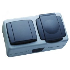 Выключатель одноклавишный и розетка с крышкой IP55