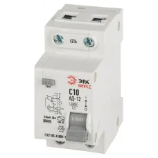 АВДТ 4,5кА ЭРА SIMPLE D12E2C10AC30 АД-12 электронное 1P+N С10 30мА тип АС