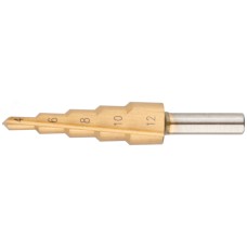 Сверло ступенчатое HSS по металлу, 5 ступеней, 4-12 мм