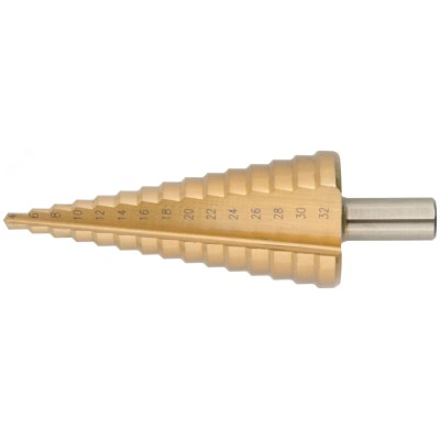 Сверло ступенчатое HSS по металлу, 15 ступеней, 4-32 мм