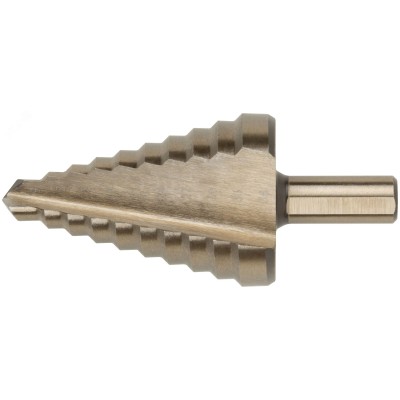 Сверло ступенчатое HSS Co5% ( Р6М5К5 ) по металлу, 10 ступеней, 9-36 мм