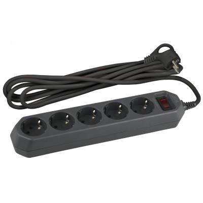 Сетевой фильтр ЭРА  USF-5es-3m-B с базовой защитой с заземлением с выключателем 5 розеток 3м 10А черный