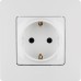 Розетка 1-местная с заземлением с защитными шторками 16А белый ETIKA