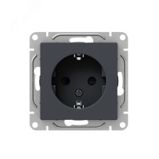 Механизм розетки  16А  с заземлением  со шторками  графит Эпика EKF