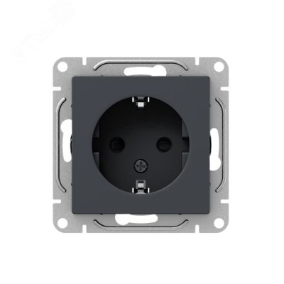 Механизм розетки  16А  с заземлением  со шторками  графит Эпика EKF
