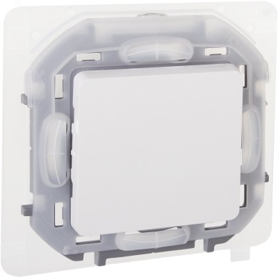 Выключатель 1-клавишный проходной 10АХ IP44 безвинтовое крепление белый INSPIRIA