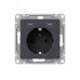 Механизм розетки с USB-C - 2шт  16А  с заземлением  со шторками  графит Эпика EKF