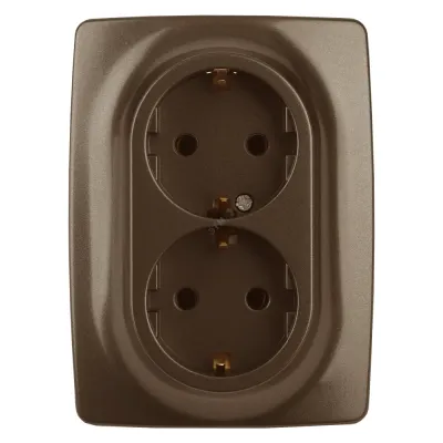 12-2106-13 ЭРА Розетка 2X2P+E Schuko, 16A-250В, IP20, Эра12, бронза (10/100/1600)