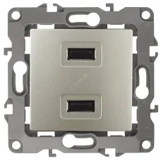 12-4110-04 ЭРА Устройство зарядное USB, 230В/5В-2100мА, IP20, Эра12, шампань (6/60/1920)