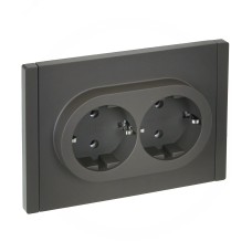 FORTE&PIANO Розетка 2-местная с заземлением без защитных шторок безвинтовое крепление 16А FP324 серый IEK