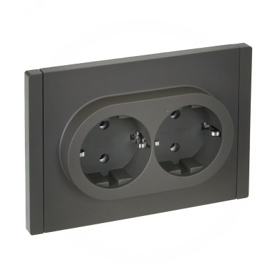 FORTE&PIANO Розетка 2-местная с заземлением без защитных шторок безвинтовое крепление 16А FP324 серый IEK