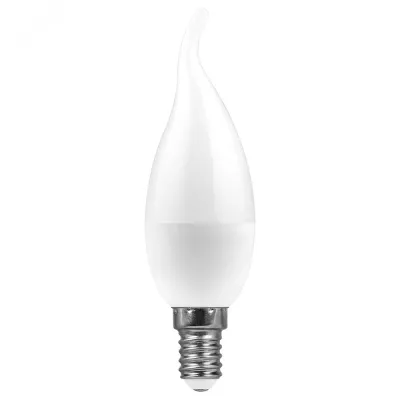 Лампа светодиодная, (9W) 230V E14 6400K свеча на ветру C37Т, LB-570
