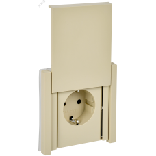 FORTE&PIANO Розетка 1-местная с заземлением с защитными шторками и крышкой безвинтовое крепление 16А IP44 FP419 ваниль IEK