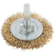 Кордщетка, тип ''колесо'', со штифтом, стальная латунированная волнистая проволока 50 мм