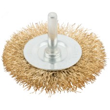 Кордщетка, тип ''колесо'', со штифтом, стальная латунированная волнистая проволока 63 мм