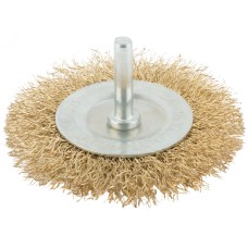 Кордщетка, тип ''колесо'', со штифтом, стальная латунированная волнистая проволока 75 мм