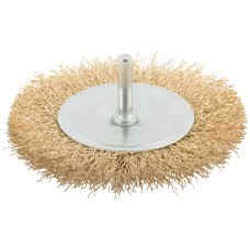Кордщетка, тип ''колесо'', со штифтом, стальная латунированная волнистая проволока 100 мм