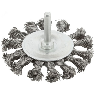 Кордщетка, тип ''колесо'', со штифтом, стальная витая проволока 75 мм
