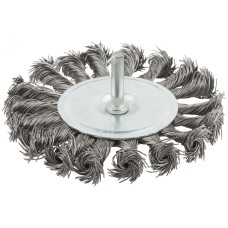 Кордщетка, тип ''колесо'', со штифтом, стальная витая проволока 100 мм
