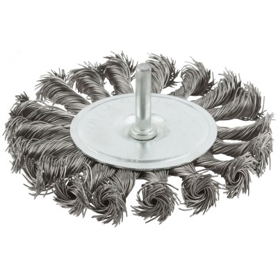 Кордщетка, тип ''колесо'', со штифтом, стальная витая проволока 100 мм