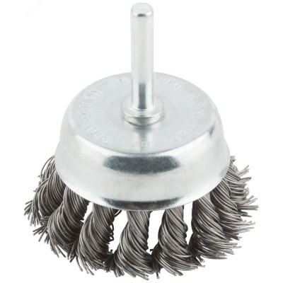 Кордщетка, тип ''чашка'', со штифтом, стальная витая проволока 65 мм