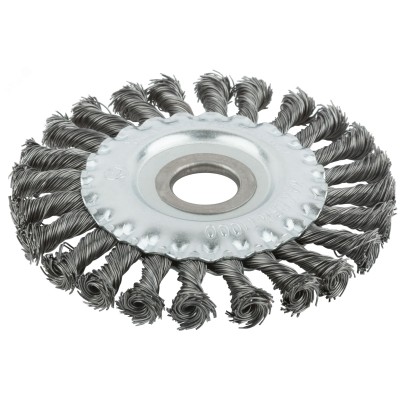 Кордщетка, тип ''колесо'', посадочный диаметр 22.2 мм, стальная витая проволока 125 мм