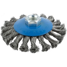 Кордщетка, тип ''колесо'' с наклоном, гайка М14, стальная витая проволока 100 мм