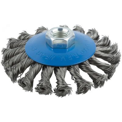 Кордщетка, тип ''колесо'' с наклоном, гайка М14, стальная витая проволока 100 мм