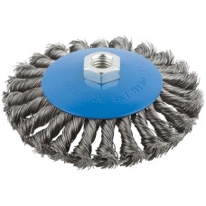 Кордщетка, тип ''колесо'' с наклоном, гайка М14, стальная витая проволока 125 мм