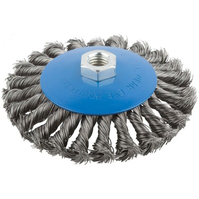 Кордщетка, тип ''колесо'' с наклоном, гайка М14, стальная витая проволока 125 мм
