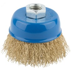 Кордщетка, тип ''чашка'', гайка М14, стальная латунированная волнистая проволока 65 мм