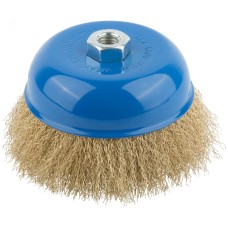 Кордщетка, тип ''чашка'', гайка М14, стальная латунированная волнистая проволока 125 мм