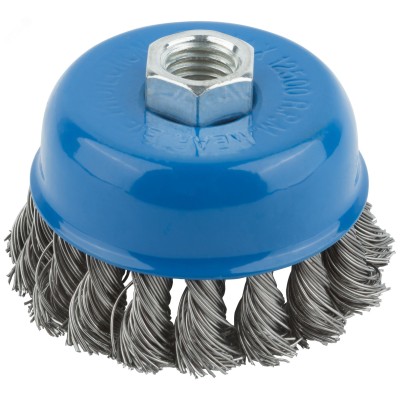 Кордщетка, тип ''чашка'', гайка М14, стальная витая проволока 75 мм