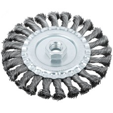 Кордщетка-колесо, гайка М14стальная,  витая проволока 125 мм
